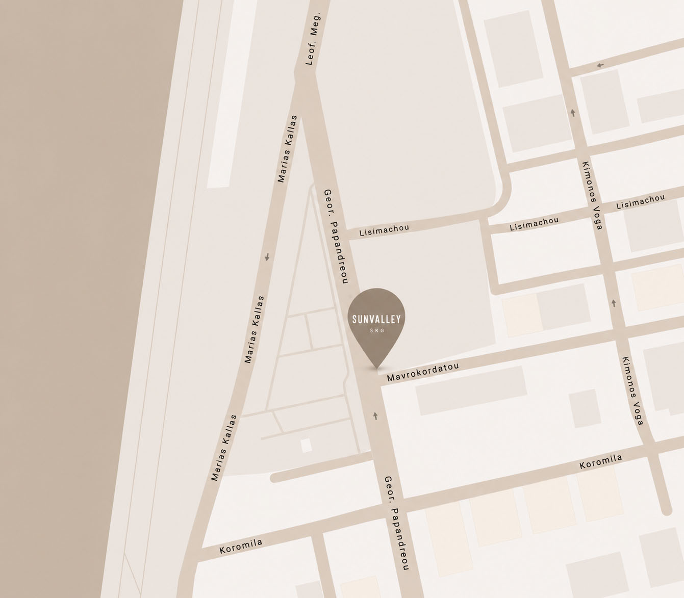 Map showing the Sun Valley location in Thessaloniki